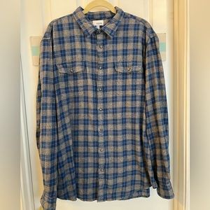 Sonoma Gray & Blue Plaid Flannel Shirt Sz XXL
